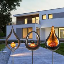 Metall Solarfackel 3er Set Solar Solarbeleuchtung Solarleuchten