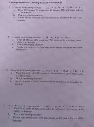1 5 10 25 50 chemical equations are: Solved Chemistry Worksheet Limiting Reactant Worksheet Chegg Com