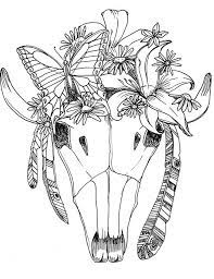 Vector set of black skulls buffalo, bull or cow on a transparent background. Bull Skull Coloring Pages Ferrisquinlanjamal