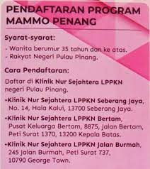 Klinik nur sejahtera lppkn, 137, jalan dato onn jaafar, kampung jawa, 30300 ipohas, negeri perakas, malesia, nuotraukos, atsiliepimai. Kerajaan Negeri Teruskan Program Saringan Mamogram Percuma Sasar 5 000 Wanita Setahun Buletin Mutiara