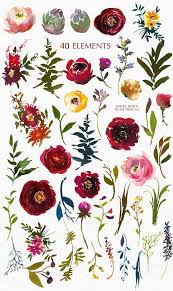 Red and yellow flowers clipart. Bordo Watercolor Clipart Burgundy White Red Yellow Flowers Etsy In 2021 Floral Watercolor Wreath Watercolor Clip Art