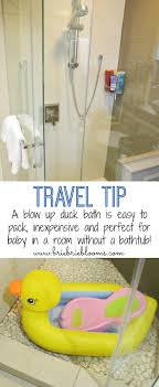 You can gently splash or pour warm water over your baby to keep them warm in the tub. Traveling With Baby How To Bath A Baby In A Room Without A Tub Brie Brie Blooms