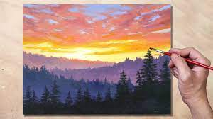 Original acrylic abstract landscape/ sunset painting on canvas, sunset no 6, size 16 x 20 blossomslanding au$ 243.94. Acrylic Painting Sunset Forest Mountain Landscape Painting Tutorial 33 Yo Sunset Landscape Painting Mountain Painting Acrylic Colorful Landscape Paintings