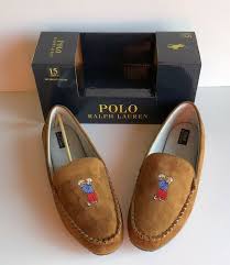 Polo Ralph Lauren Sz 15 Men S Dezi Suede Golf Bear Moccasin Slippers Slip On Poloralphlauren Moccasinslippe In 2020 Moccasins Slippers Polo Ralph Lauren Ralph Lauren