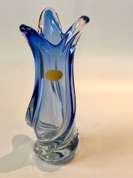 The most common cobalt crystal vase material is glass. Tall Cobalt Blue Spiral Crystal Vase By Val Saint Lambert