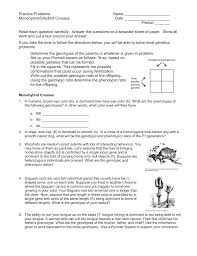 Some of the worksheets for this concept are part c monohybrid cross problems answers, monohybrid crosses and the punnett square lesson plan, monohybrid cross work key, monohybrid cross work answer key. Practice Problems Name Monohybrid Dihybrid Crosses Date Period
