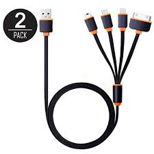2 Pack Usb Charging Cable 4 In 1 Multiple Usb Charger Cable Adapter Connector With Lightning