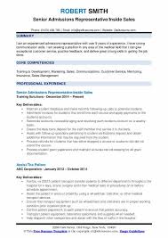 admissions representative resume
