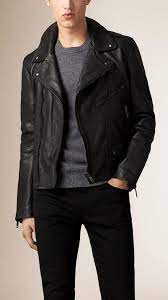 1 995 Burberry Leather Biker Jacket Jackets Men Fashion Leather Jacket Black Leather Biker Jacket