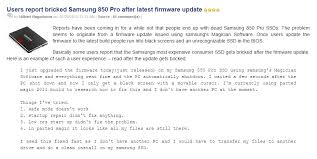 Samsung 850 Ssd Owner Should Be Careful When Upgrading Their Firmware Because Some People Bricked Their Ssd When After Upgrading Firmware Samsung The Magicians
