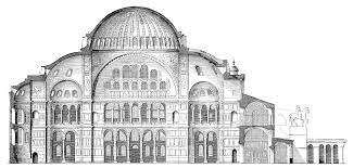 The 8 porphyry columns whose color of purple symbolize nobility of the byzantine empire, are from egypt and stand under semi domes. Datei Hagia Sophia Laengsschnitt Jpg Wikipedia