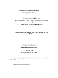 Hoja de cotejo y requisitos. Permiso De Aprendizaje Para Licencia De Conducir Vehiculos