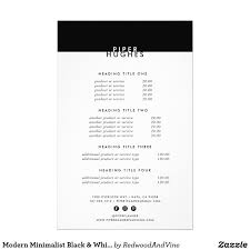 Modern Minimalist Black White Pricing Services Flyer Price List Design Agenda Design Brochure Design