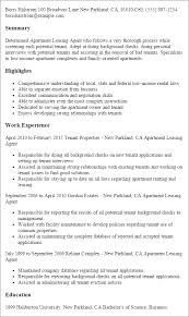 Download resume pdf build free resume. Apartment Leasing Agent Resume Example Myperfectresume