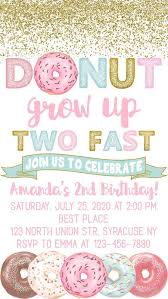 Donut party supplies printable bundle $ 20.00. Elektronischer Krapfen Wachsen Zwei Schnelle Geburtstags Einladung Kr Donut Birthday Party Invitations 2nd Birthday Party For Girl Girls Birthday Party Themes