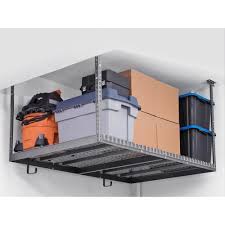 Newage Products Versarack 96 In L X 48 In W X 42 In H Adjustable Ceiling Storage Rack In Gr Newage Products Ceiling Storage Rack Diy Overhead Garage Storage
