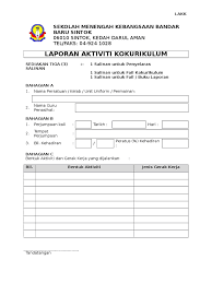 Pemantauan buku laporan aktiviti kokurikulum. Borang Laporan Aktiviti Kokurikulum Mingguan