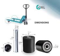 Pallet Jack/Truck Load Wheels Full Set with Axles and Entry Exit Roller 3"  x 3.75" with Bearings ID 20mm Poly Tread Black