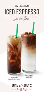 From 2 5 Pm Buy 1 Get 1 Free Grande Ice Espresso At Starbucks Exp 7 2 2017 Food Coffee Recipes Coffee Poster Design