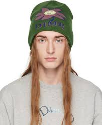 Dime Green Cute Flower Skull Cap Beanie 'Ivy Green'