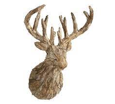 Birch Wood Deer Head Wall Art Deer Head Wall Art Wood Deer Head Carved Wood Wall Art