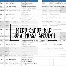 Membawa bekal akan membuat kamu tidak pergi buka puasa di restoran atau tempat makan lainnya. Menu Sahur Dan Buka Puasa Sebulan