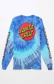 Santa Cruz Black And Blue Tie Dye Shirt Santa Cruz Classic Dot Tie Dye Long Sleeve T Shirt Tie Dye Long Sleeve Long Sleeve Tshirt Men Long Sleeve Tshirt