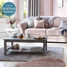 Pastel Pink Living Room With Pink Argos Thornton Sofa And Grey Rug And Curtains Living Room Accessories Pastel Room Decor Pastel Living Room