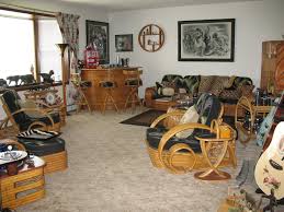 Room Setting Of Rare Frankl Style Vintage Rattan Vintage Rattan Furniture Tropical Furniture Tiki Decor