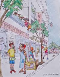 Lemonade Stand My Ink Pencil Drawing 14 X11 Old Timey Fun City Sidewalk Roller Skating Diverse Multicultural Kids Playi Cute Art Art Personalize Art