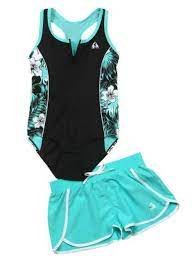 One Piece W Swim Shorts Girls One Piece Swimsuit One Piece Swimsuit With Shorts One Piece