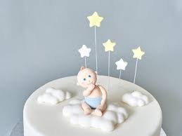 Baby Boy Sitting On Cloud Fondant Cake Topper Clouds Stars 3d Edible Baby Shower Cake T Baby Shower Cakes For Boys Boy Birthday Cake Baby Shower Cake Topper