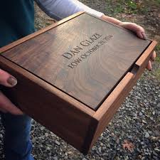 A Walnut Pivot Lid Box Custom Engraved For Memories Of Someone Special Endofwatch Wooden Box Designs Wood Box Design Wood Keepsake Box