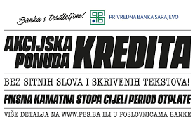 Nova poslovnica u sarajevu, u opštini centar, pružaće usluge klijentima radnim danom od 8.00 do 16.00 časova, te subotom od 8.00 do 13.00 časova. Banka S Tradicijom Akcijska Ponuda Kredita Privredne Banke Sarajevo Radio Sarajevo