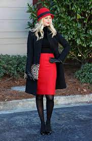 12 Cute Winter Outfits You Can Copy In 2018 Society19 Red Skirt Outfits Red Pencil Skirt Outfit Red Skirts