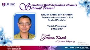 Nurul shaadah shaaban, pembantu tadbir pentadbiran finas yang bersara pilihan pada 1 oktober 2018. Sekalung Budi Universiti Tun Hussein Onn Malaysia Uthm Facebook