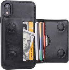 More than 90000 iphone case credit card holder at pleasant prices up to 21 usd fast and free worldwide shipping! Amazon Com Iphone Xr Wallet Case Credit Card Holder Kihuwey Premium Leather Kickstand Durable Shockproof Protective Cover Iphone Xr 6 1 Inch Black