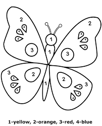 Circle the correct number coloring page. Color By Numbers Printable Worksheet For Children With Butterfly
