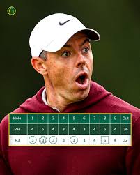 Rory leads at Augusta 😲 He becomes the first ever to start a round with  six consecutive 3's at the Masters.