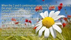 Angel Number 20 20 When The 2 And 0 Combination Repeatedly Appears In Your Life The Angel S Message Is To Do With Di Divine Timing Angel Messages 111 Meaning