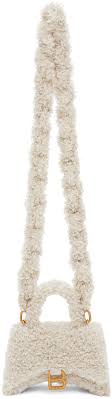 Balenciaga Grey Faux Fur Xs Hourglass Bag Balenciaga