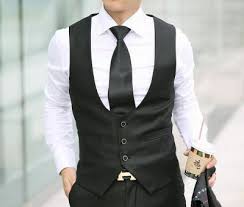 Voir plus d'idées sur le thème gilet noir, gilet, gilet costume. Gilet Sans Manches Pour Costume Style Barman Avec Col En U Noir
