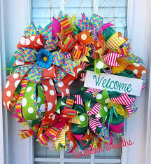 Decorate your summer door wreaths with shells and pieces of fishing nets. Wreaths Door Hangers Summer Colorful Wreath Fiesta Wreath Beach Deco Mesh Wreath Summer Front Door Wreath Rainbow Wreath Spring Wreath Summer Mesh Wreath Home Living