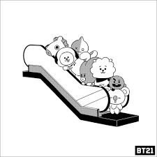 They are tata, mang, chimmy, rj, koya, cooky, shooky, and van. Bts Bt21 Coloring Pages Coloringbay