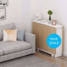 Tribesigns Folding Dining Table 6 Wheels Movable Dinner Table Extendable Table With Cabinets Home Kitchen Furniture Decor Lunch Computer Desk Storage Rack 5 In 2020 Drop Leaf Dining Table Folding Dining Table