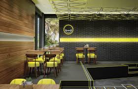 تصميم داخلي حديث لمطعم وجبات سريعة في حائل كومليت للعمارة