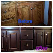 Leave the cabinets natural for a soft, honey color. Refinished Without Any Sanding Rustoleum Cabinet Transformations Kit From Lowes Rustoleum Cabinet Painted Furniture Diy Projects Ikea