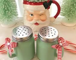 Vintage Christmas Kitchen Decor, Retro Santa S&P Shaker Set, Jadeite Style  Green and Red Kitchen, Kitschy Christmas, Fanny Pippin