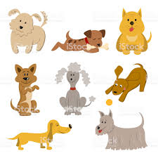 Set Of Funny Cartoon Dogs On White Background Vector Illustration Komik Kopek Sanat
