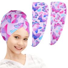 Amazon.com: FIOBEE Microfiber Hair Towel Wrap for Kid Rapid Drying Towel  Absorbent Hair Turbans for Wet Hair with Button Women Girls Long Curly Hair  Pack of 2, Butterfly : Beauty & Personal